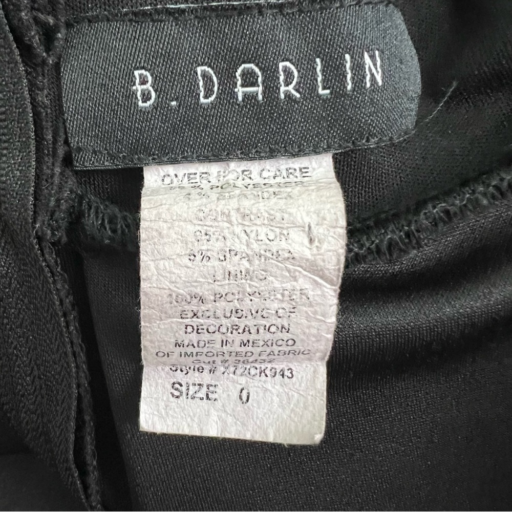 B Darlin Women’s Dress Sz 0 Black Fit/Flare Lace On Top Sleeveless 20” Back Zip - Picture 5 of 10